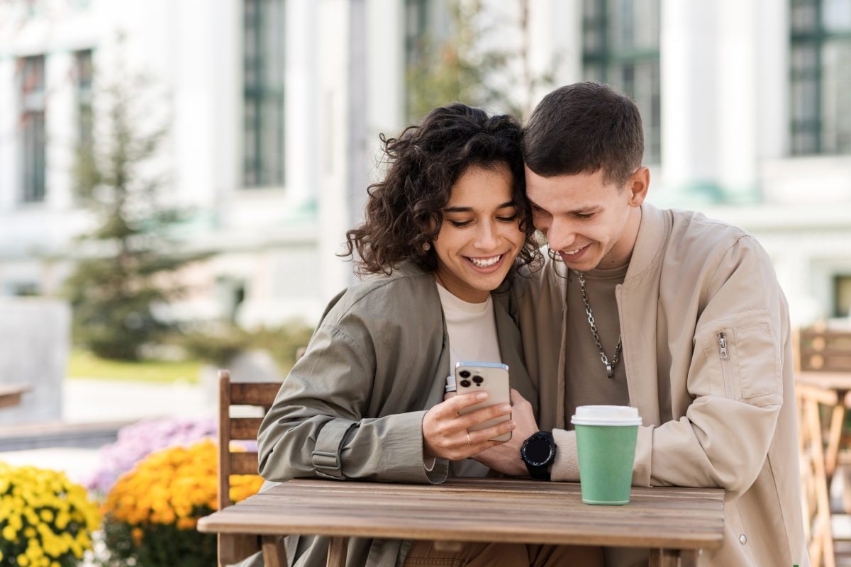 happy couple outdoors near cafe 16777722683x2 dlc9tz